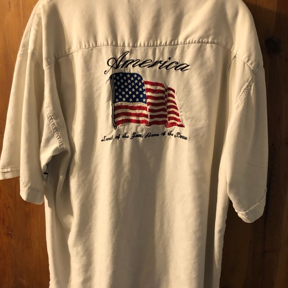 Embroidered Vintage Cellini Rayon American Flag 4th of July Retro Aloha …